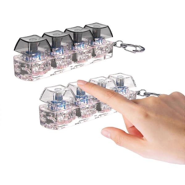 【BQ】LED-backlit Keyboard Click Keychain Keycap Tester For Adults Keyboard Click LED Light Keychain Toy Black keycap White b