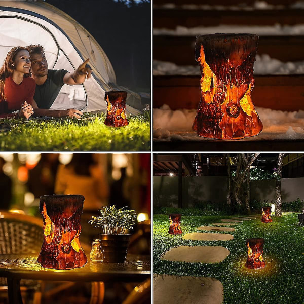 Solar Torch Light Led Simulering Flame Stump Light Vanntett Desktop Light