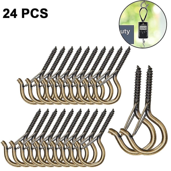 24 kpl Kierrekoukut Outdoor String Lights Turvaruuvikoukku Bronze
