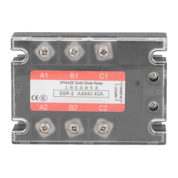 3-faset solid state relæ 40A LED-indikator Gennemsigtigt dæksel AC til AC SSR 90-250V Input 24-480V Output