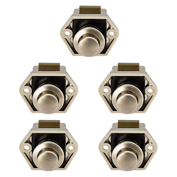 10 stk Mini-trykknapp Skuff Dør Låselås Caravan Bobil Nikkel Båtlåseknapp Nickel 5pcs