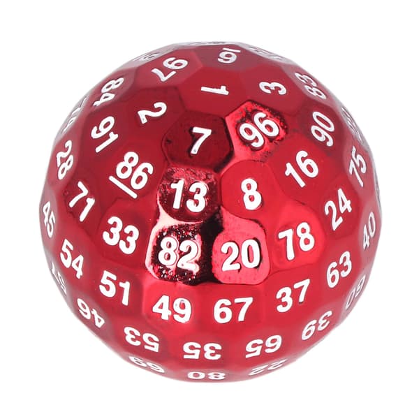 100-sidet metal polyhedral terning tung lys rød rollespil terning