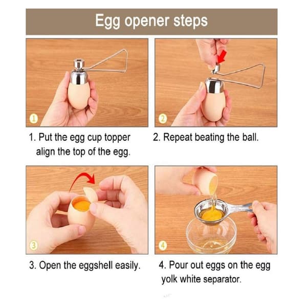 Praktisk eggetopper i rustfritt stål, kutter for kokt eggeskall, åpnerverktøy