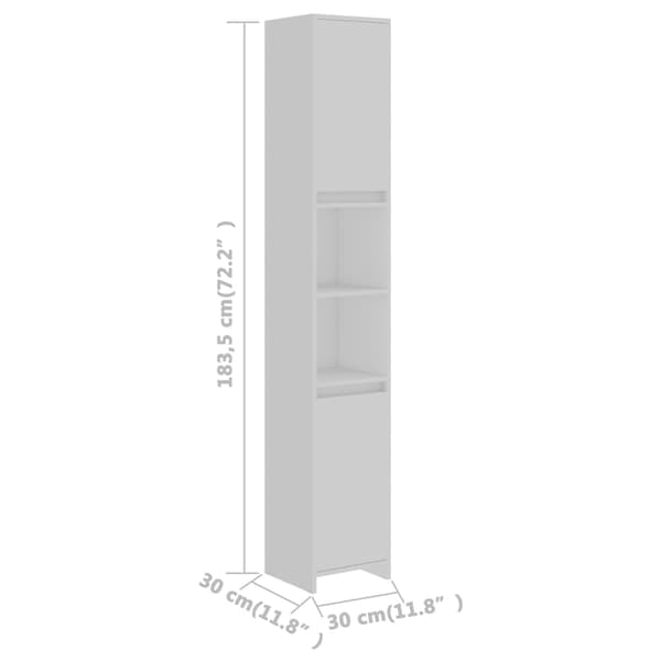 【BQ】vidaXL Baderomsskap hvit 30x30x183,5 cm konstruert tre White Vit