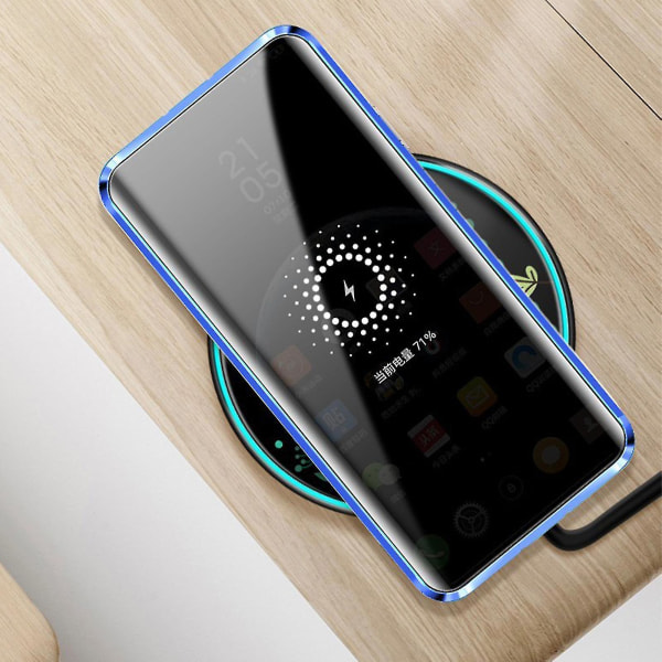 Anti-peep case för Samsung Galaxy S22 Ultra, dubbelsidigt cover härdat glas Blue