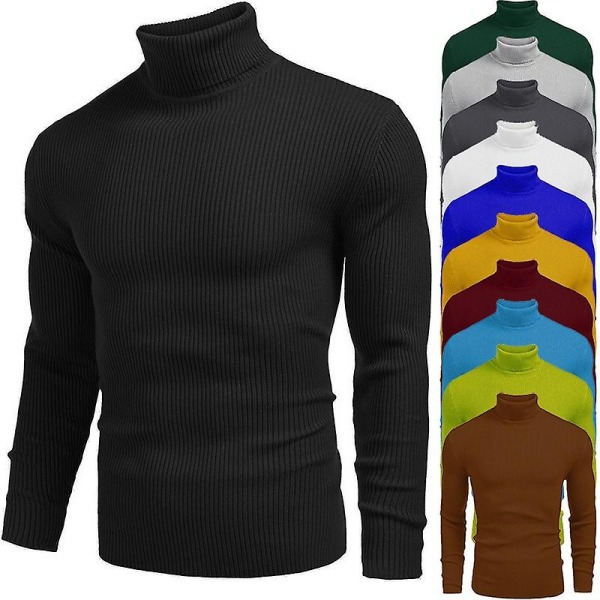 strikket turtleneck genser gul XL