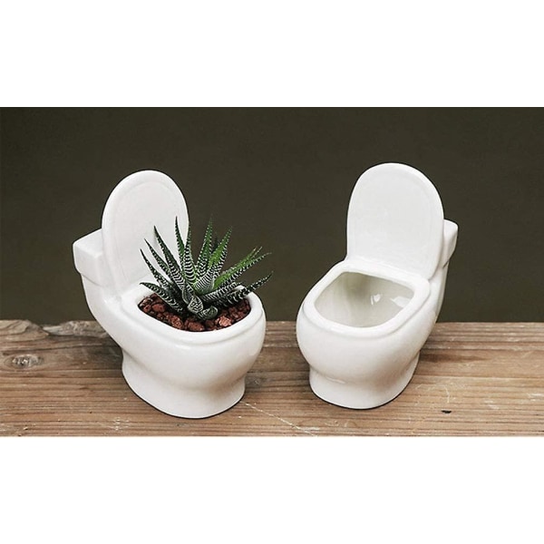 Keramisk Toilet Plantepotte Bonsai Container Vase Sukkulent Plantekasse