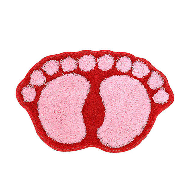 Fodaftryk Bademåtter Antislip Badeværelsesgulvtæppe Måtte Toilet Badeværelsesmåtte Bademåtte Tæpper Mikrofiber Mini Måtter Badeværelsestilbehør  Rød Red