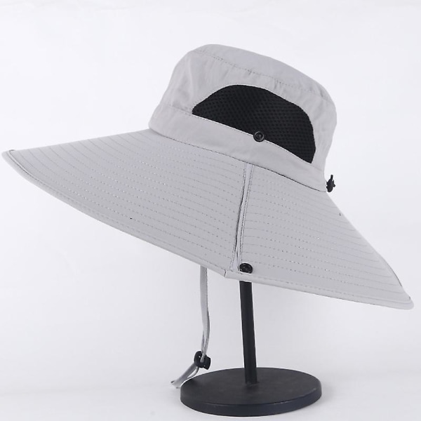 Women Super Wide Brim Sun Hat Upf50+ Waterproof Bucket Hat For Fishing, Hiking, Camping Light gray