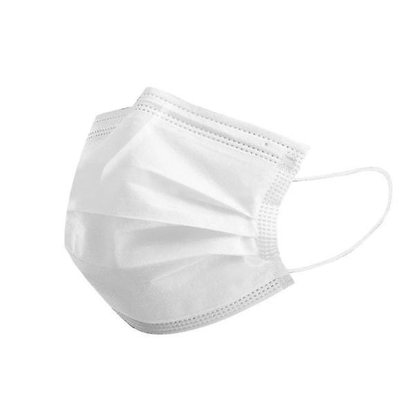 Voksen engangs 3-lags beskyttende pustende komfortabel maske 50 stk white