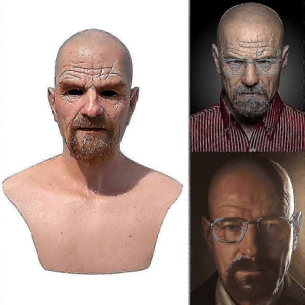 【BQ】Latex Full Head Overhead Walter White Breaking Bad Halloween Cosplay Mask Ui