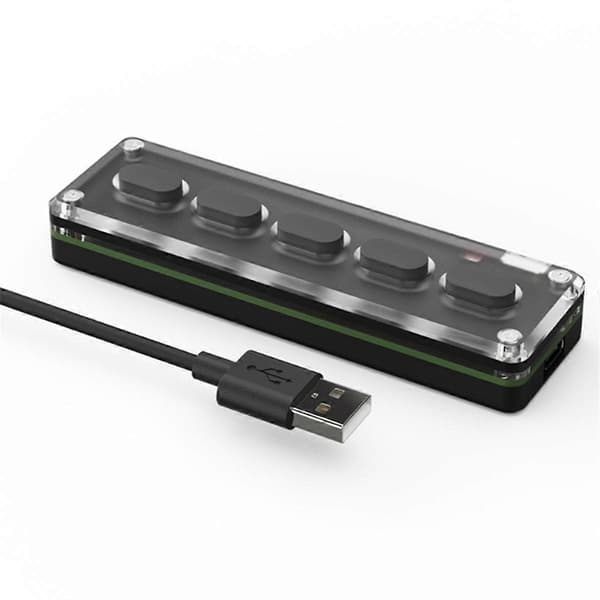 5-tasters tilpasset tastatur makro programmerbart Bluetooth-kompatibelt tastatur kopiér indsæt RGB-knap spil M Black