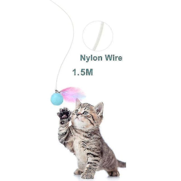 Hhcx-electric Cat Toy Teaser Feather Toys With Catnip Cat Interactive Toy Stick Feather Wand(pink)