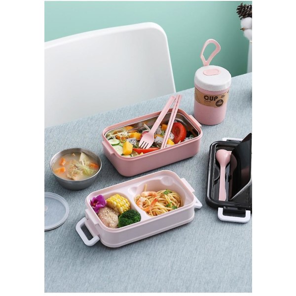 Dobbeltlags mikroovn frokost Bento Box For Student Office Worker Green Green