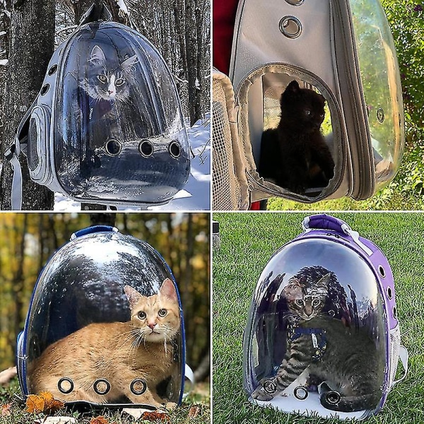 Katte rygsæk udendørs kæledyr skuldertaske Åndbar bærbar rejse gennemsigtig taske velegnet til små hunde og katte Classic Red