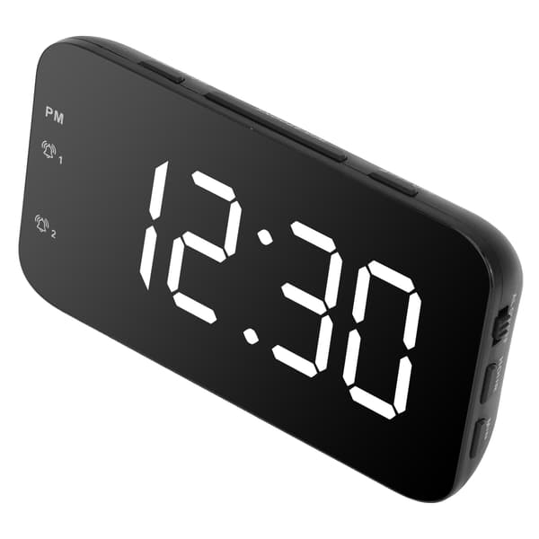 Vit LED Digital Väckarklocka Bärbar Bordsklocka med Snooze för Sovrum Resor