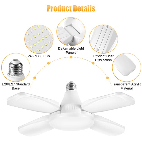 60W E27 LED Garagelampe 165-265V AC 6500K