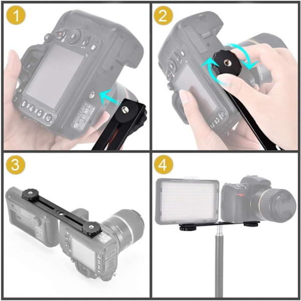 Fästeförlängningsstång med 1/4" skruv för DSLR-kamera Microph LED-ljusfäste