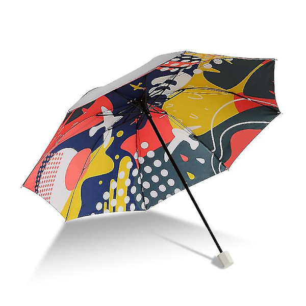 Sateenvarjo Miesten Sateen Nainen Tuulenpitävä Suuri Paraguas 3D Print Sunny Anti-Sun 3 Kokoontaittuva Sateenvarjo Outdoor Parapluie N