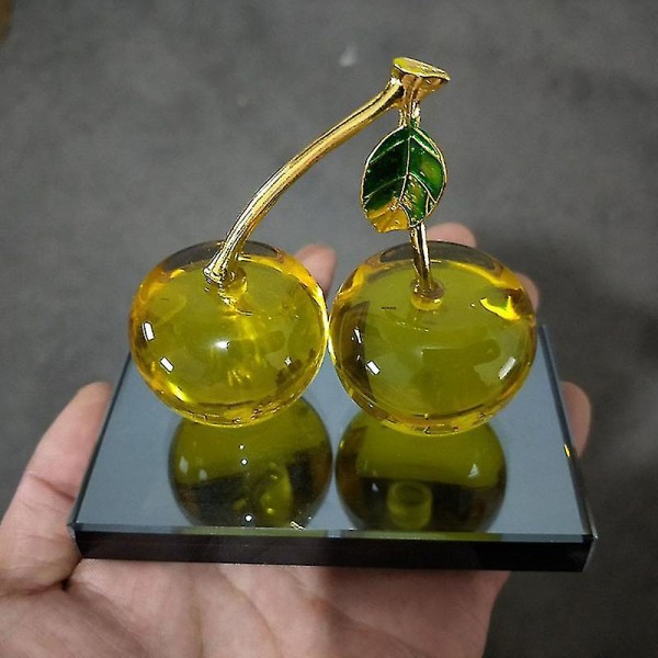 Kristallkörsbärsfigur Glas Fruktstatus Pappersvikt Heminredningsdekorationer Bordsskiva Mittstycke