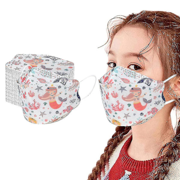 Ansiktsmasker för barn Kf94-masker Barn Kf94-masker Skyddsmasker Tecknad Kf94 engångsmasker 100PCS White