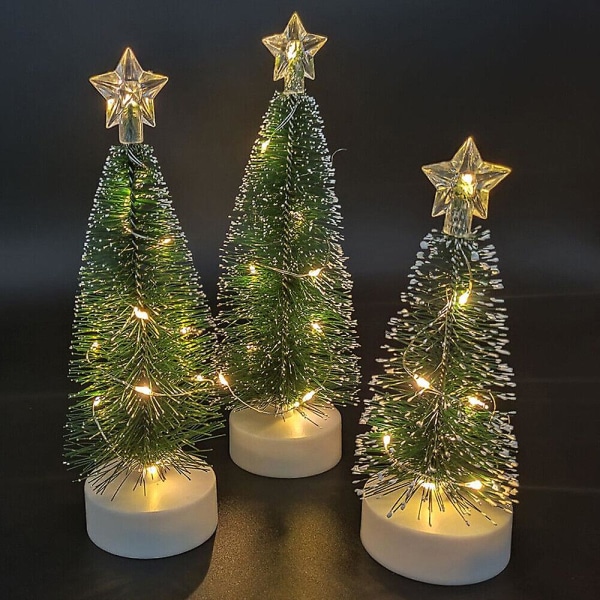 3 stk LED-varmelys Glødende juletræspynt Julefest hjemmedekorationssæt Størrelse M