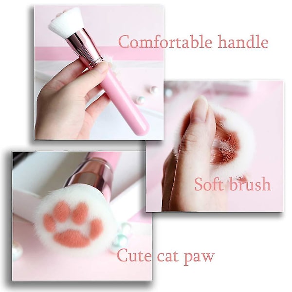 Cute Cat's Paw Makeup Brush Set Velegnet til Foundation Blush