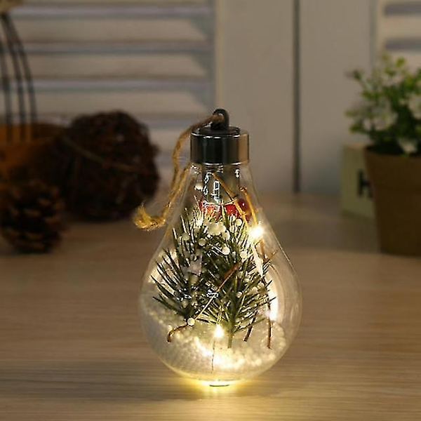 Led Ball Lights Vattentät för julgran bröllop hem inomhus dekoration Transparent jul prydnad plast glödlampa B