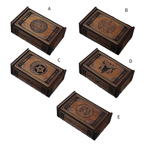 【BQ】Trä Tarotkort Förvaringslåda Bärbar Tarotkortslåda Astrologi Spådom Förvaringslåda Push Pull Kortbehållare Section B