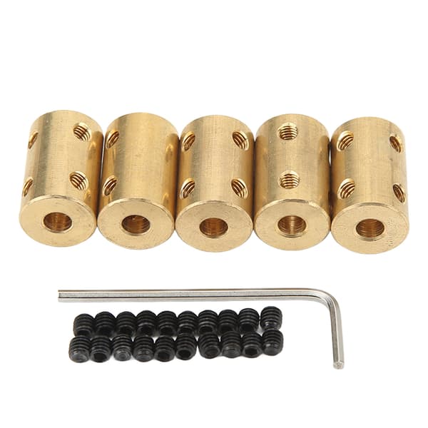 5 stk. Universal Messing Akselkoblingssett for 5mm Motorakselforlengelse