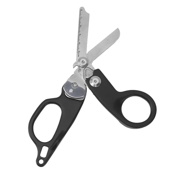 Akut Saks Aluminium Legering Multifunktionel Foldbar Saks til Indendørs Udendørs Sort