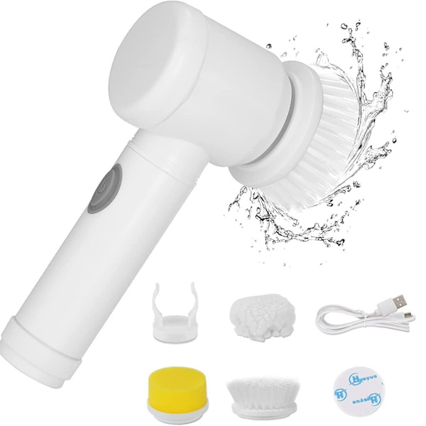 【Barbie Shop】Ledningsfri Elektrisk Roterende Rengøringsbørste, Bruseskrubbebørste til Rengøring af Vægge/Badekar/Vinduer/Køkken 3PCS
