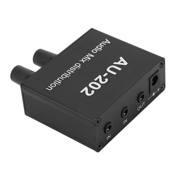 2 Input 2 Output 3.5mm Stereo Mixer Audio Forstærker Plug Play Aluminium Legering