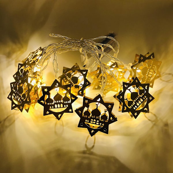 Eid Mubarak Star Moon Led valot Ramadan Kareem kodin sisustamiseen Islamic Muslim Festival Party Tarvikkeet Eid Al-fitr A 1.65M 10LED