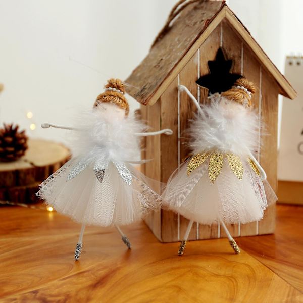 2kpl Enkelijoulukoristeita Riippuva Ballerina Girl Pehmo Xmas Tree Doll