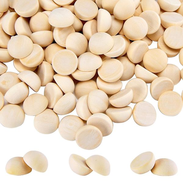 200 st delade träkulor 20 mm halva träpärlor 0,8 tums diameter halvklot Bulk 15mm