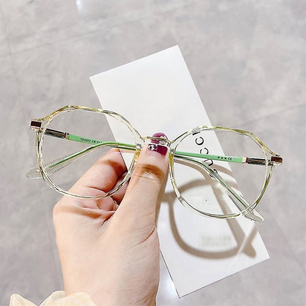 Blått ljus blockerande glasögon Anti Eye Strain Fashion Båge Vanliga yta glasögon Green