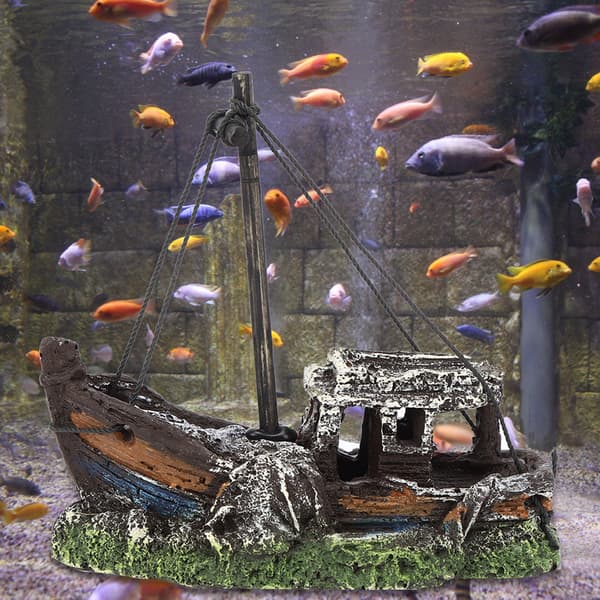 High Simulation Resin Shipwreck Aquarium Decoration