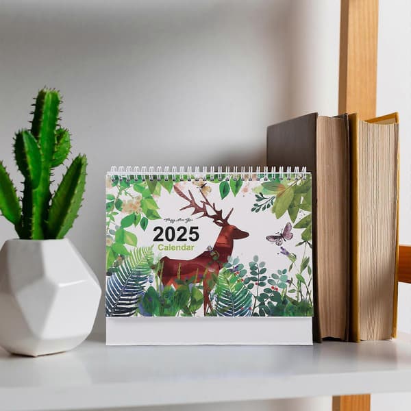 Fritstående skrivebordskalender 3 dele til månedlig organisering år 2025