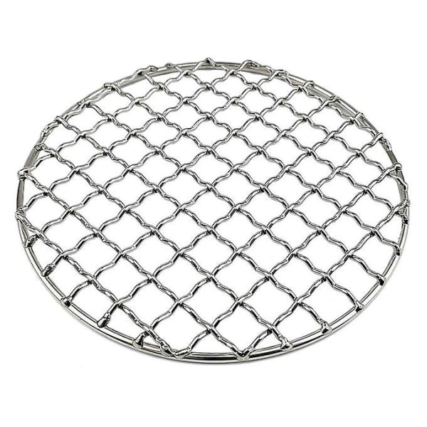 1 stk Bbq Grill Mesh Mat Bærbar Grill Mesh Net Enkel Sølv Rund