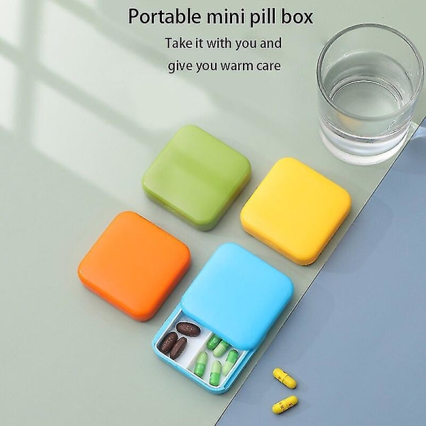 Bærbar Push-pull Mini To-rums Medicin Støvtæt opbevaringspilleæske YELLOW