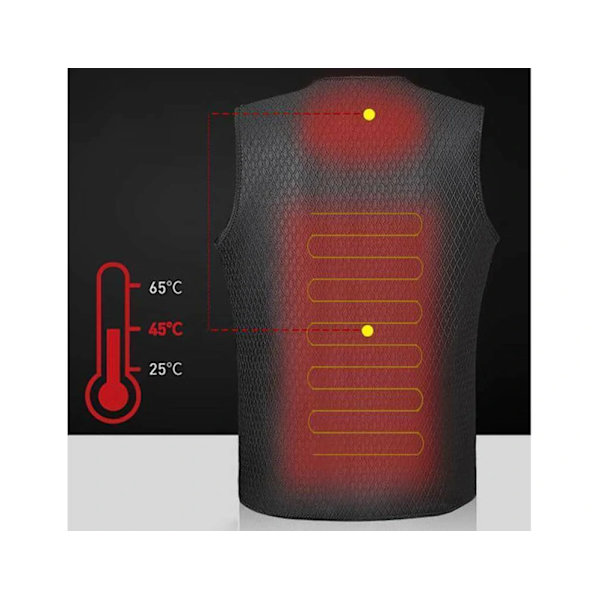 Eluppvärmd Jacka Värmeväst Thermal Body Varm väst - Svart Storlek 3XL