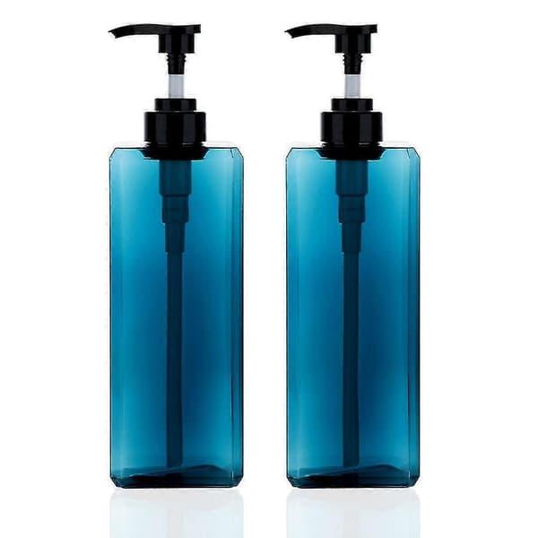 【BQ】2-pack 1000 ml Pump Bottle Dispenser Refillable Square Dispenser Empty Pump Bottle For Special Gifts Ocean Blue