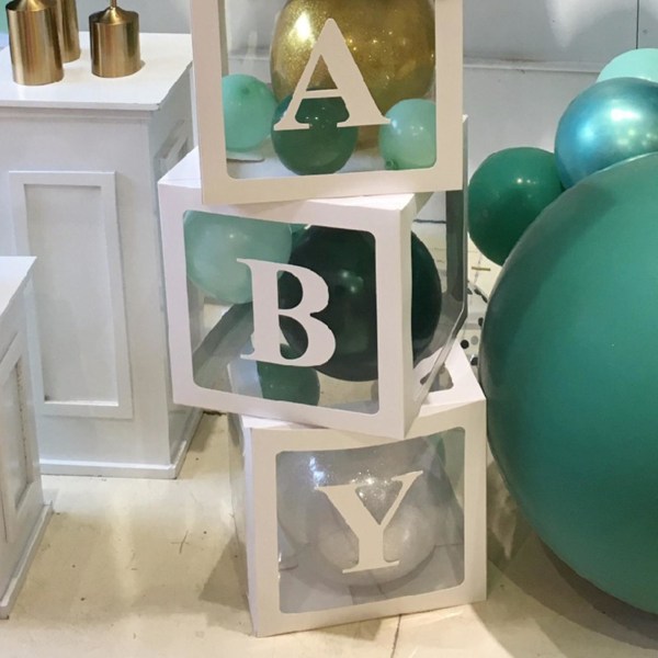 Ballonkasse Udsøgt festdekoration til babyshower A-z Letter Karton terning Klar æske til ægteskab M