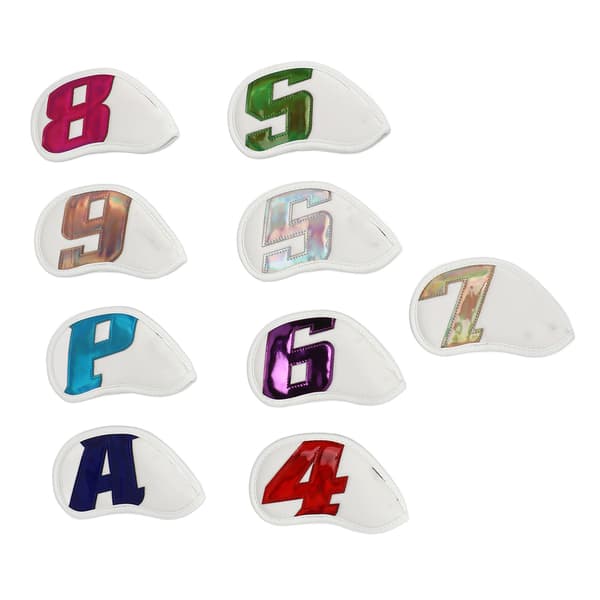 9PCS Vattentäta PU-numrerade golfklubbshuvudskydd Utomhus Vit Skydd