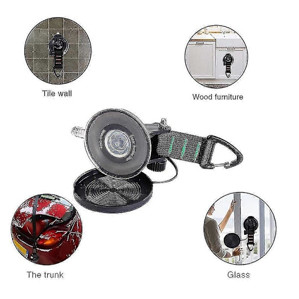 【BQ】Suction Cups with Strap Ring, 4pcs, Multifunctional Camping Suction Cup Hooks