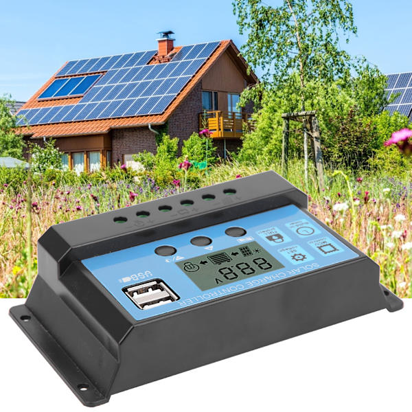 Blau Solar Automatisk PWM LCD Dobbelt USB 5V 10A PV System Controller Regulator