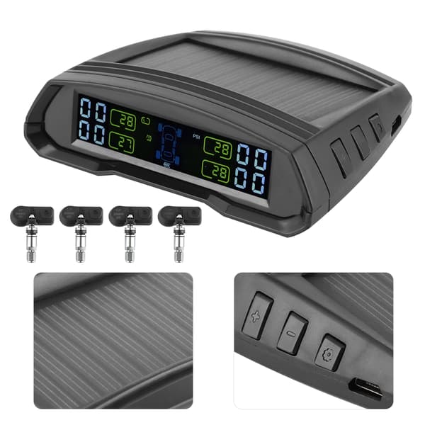 Trådløs dekktrykksmonitor solcelledrevet USB TPMS digital LCD-skjermsensor