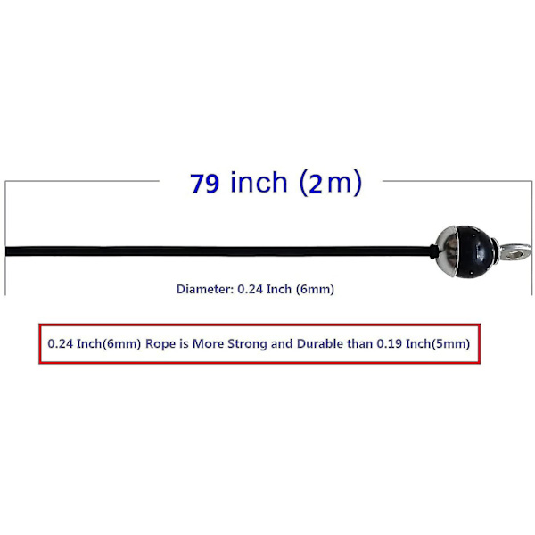 Hemgym Fitness Pulldown Kabelbyte 78 tum 6mm justerbar längd för remskiva System Kabelmaskin träningsutrustning, stålvajer med gnidning