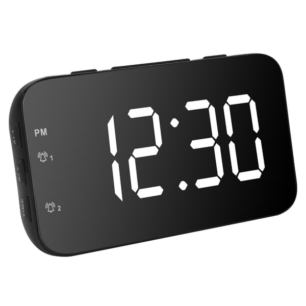 Vit LED Digital Väckarklocka Bärbar Bordsklocka med Snooze för Sovrum Resor